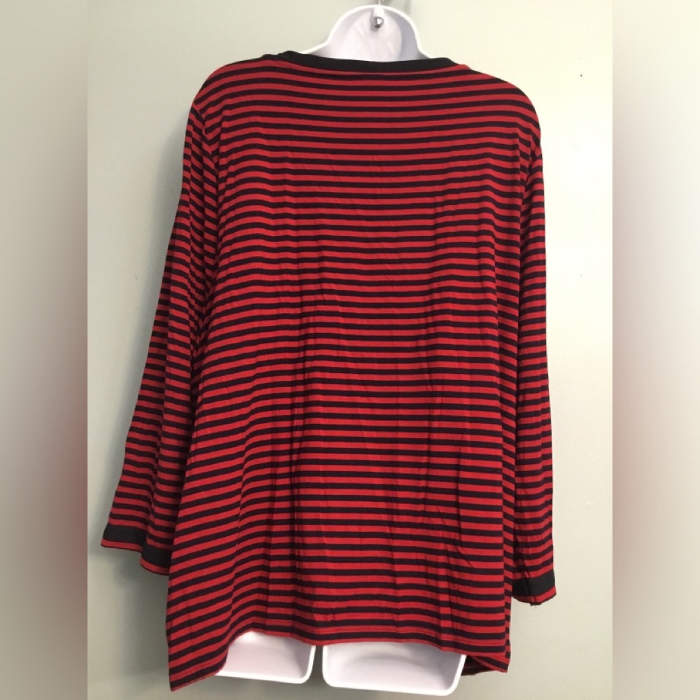 Talbots Bold Red and Navy Striped Top - Picture 7 of 14